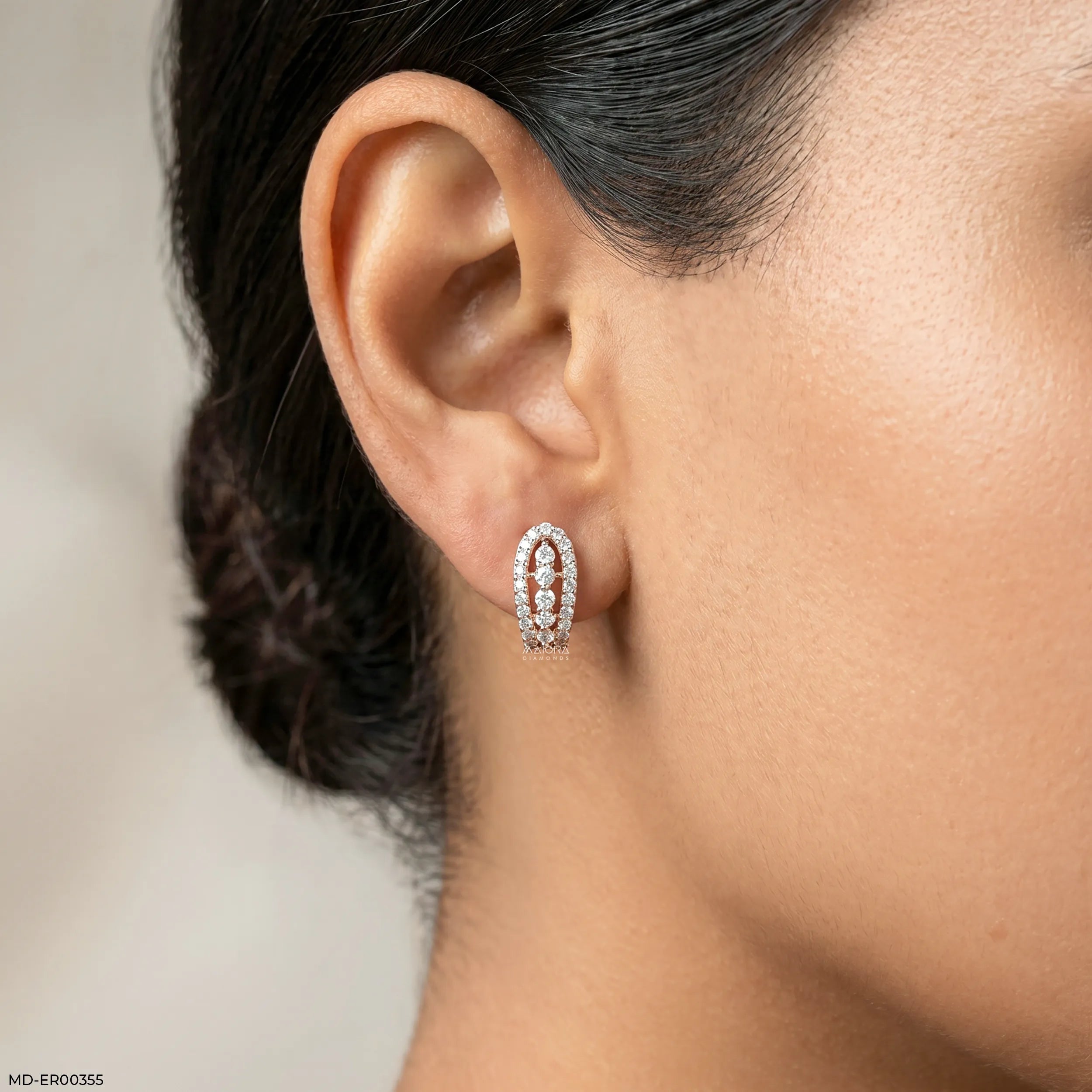 0.55 Carat Dazzling Luxe Hoop Bali Diamond Earrings 14K Rose Gold