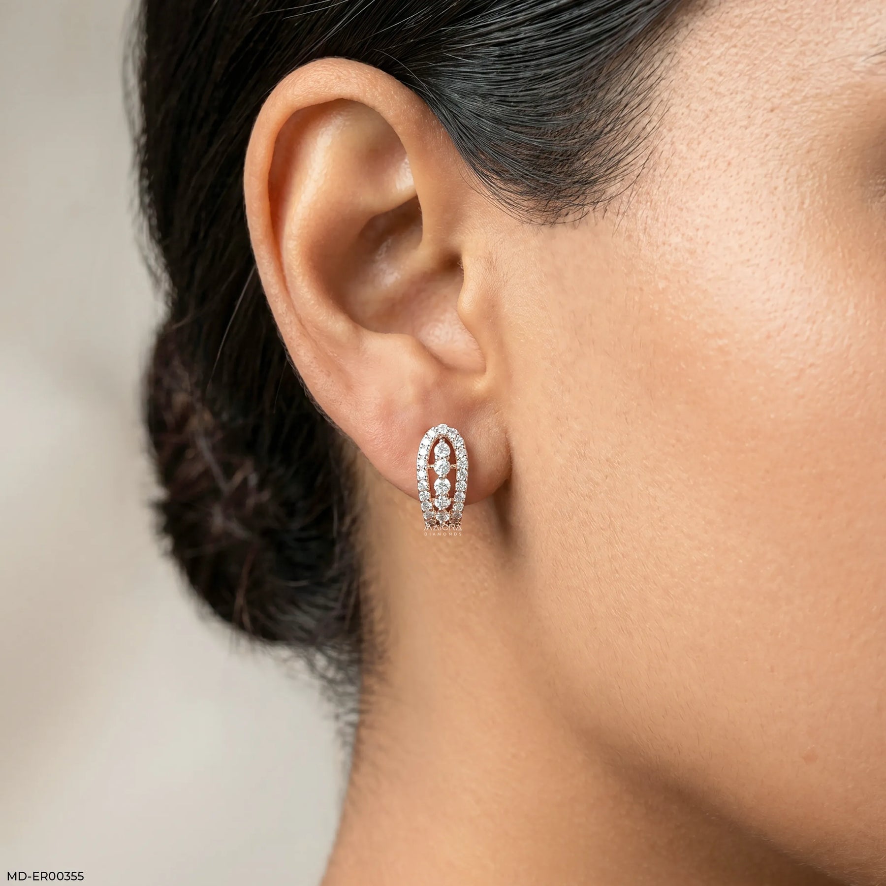 0.55 Carat Dazzling Luxe Hoop Bali Diamond Earrings 14K Rose Gold
