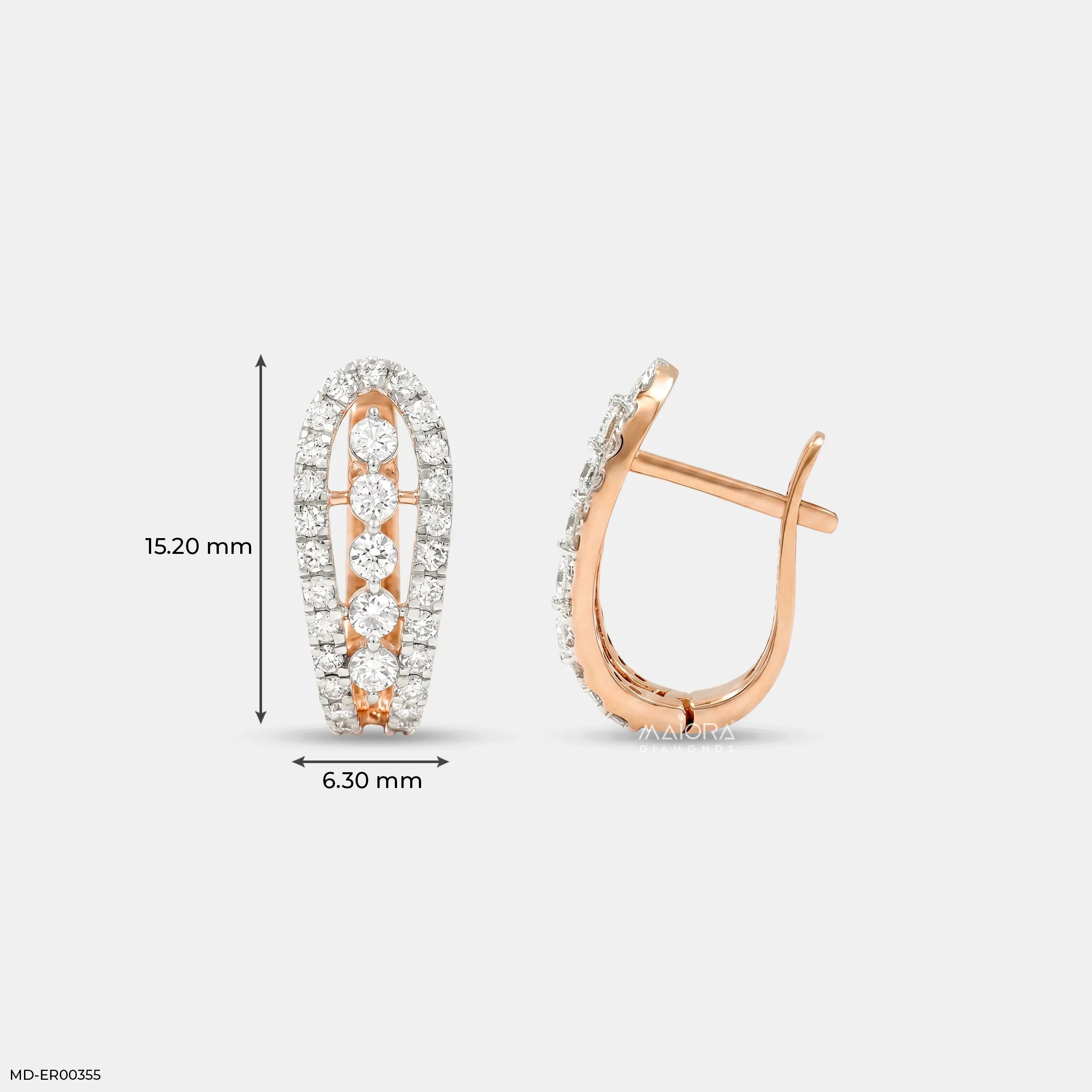0.55 Carat Dazzling Luxe Hoop Bali Diamond Earrings 14K Rose Gold