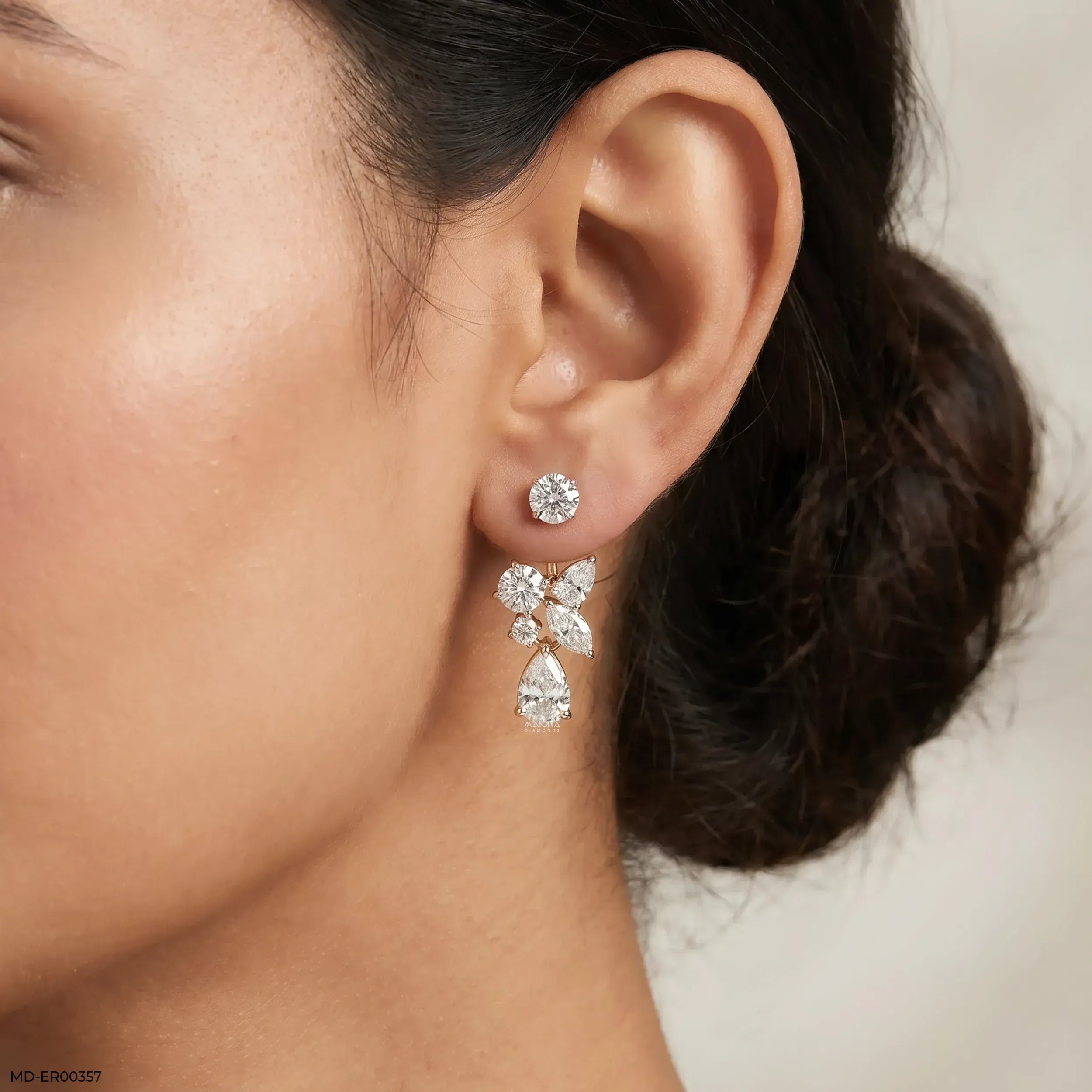 2.95 Multi Fancy Shape Detachable Diamond Earrings 14K Yellow Gold