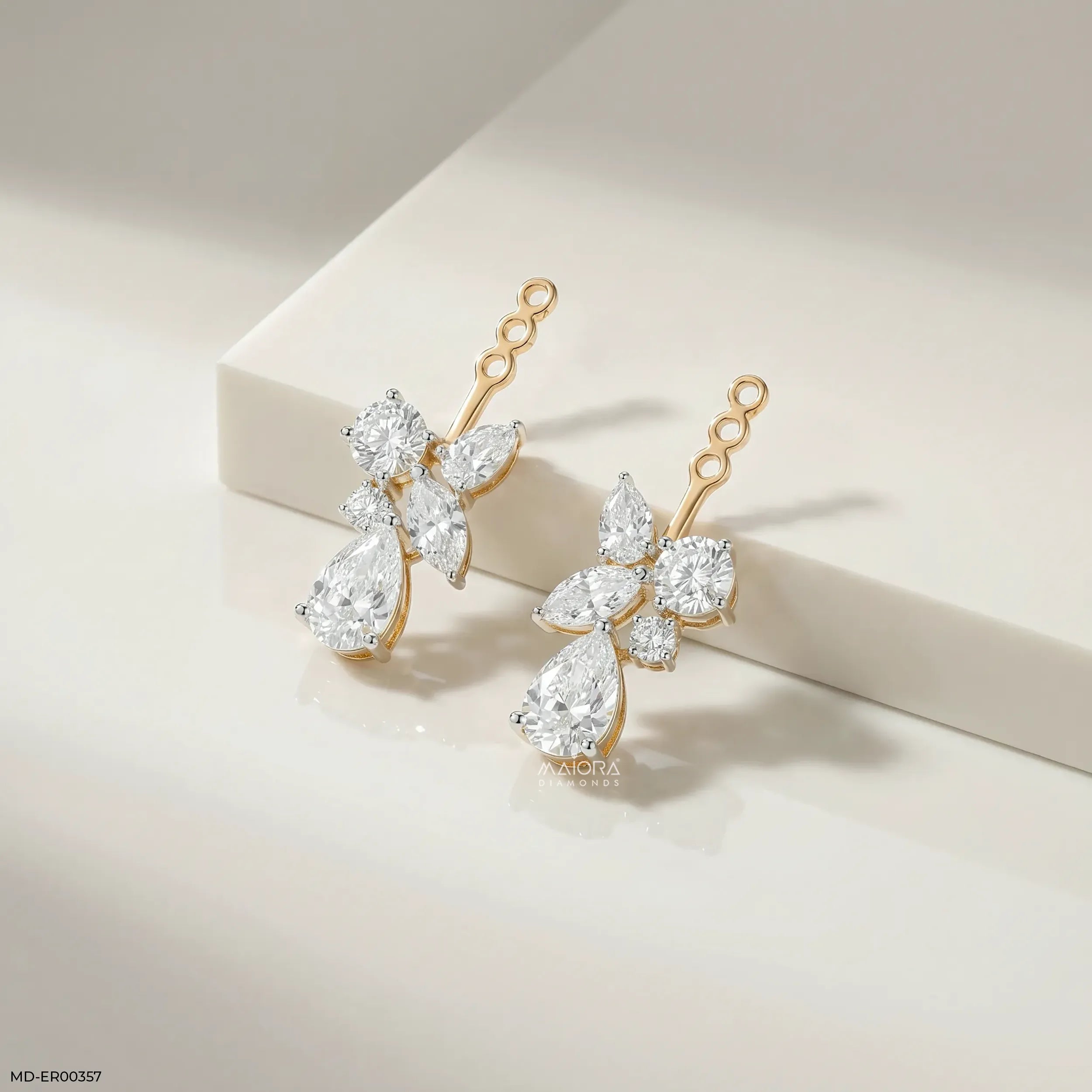 2.95 Multi Fancy Shape Detachable Diamond Earrings 14K Yellow Gold