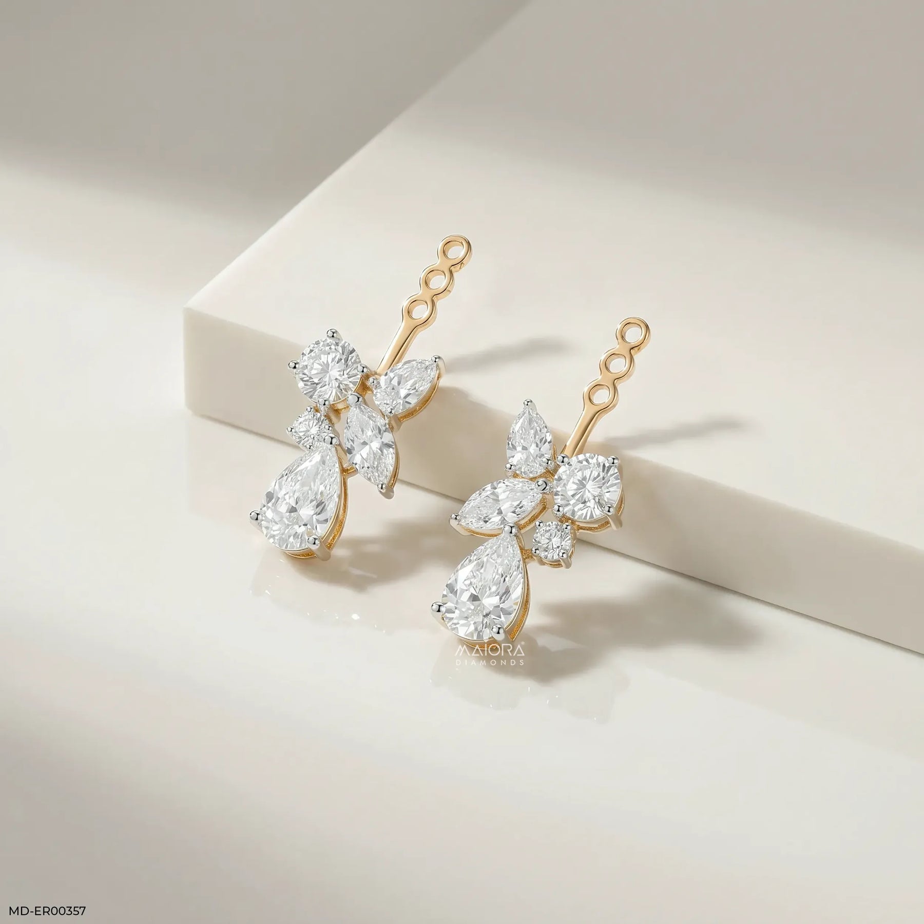 2.95 Multi Fancy Shape Detachable Diamond Earrings 14K Yellow Gold
