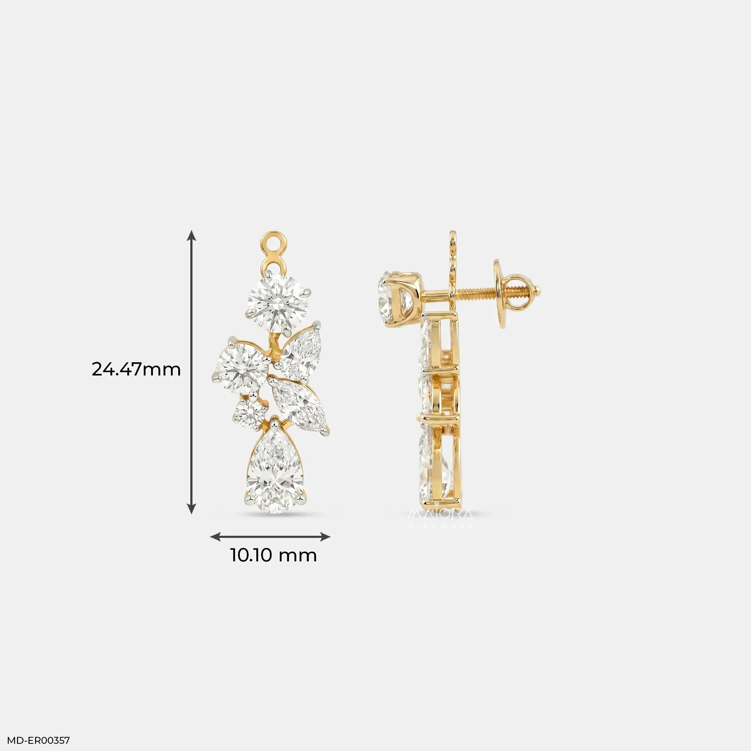 2.95 Multi Fancy Shape Detachable Diamond Earrings 14K Yellow Gold
