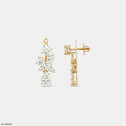 2.95 Multi Fancy Shape Detachable Diamond Earrings 14K Yellow Gold