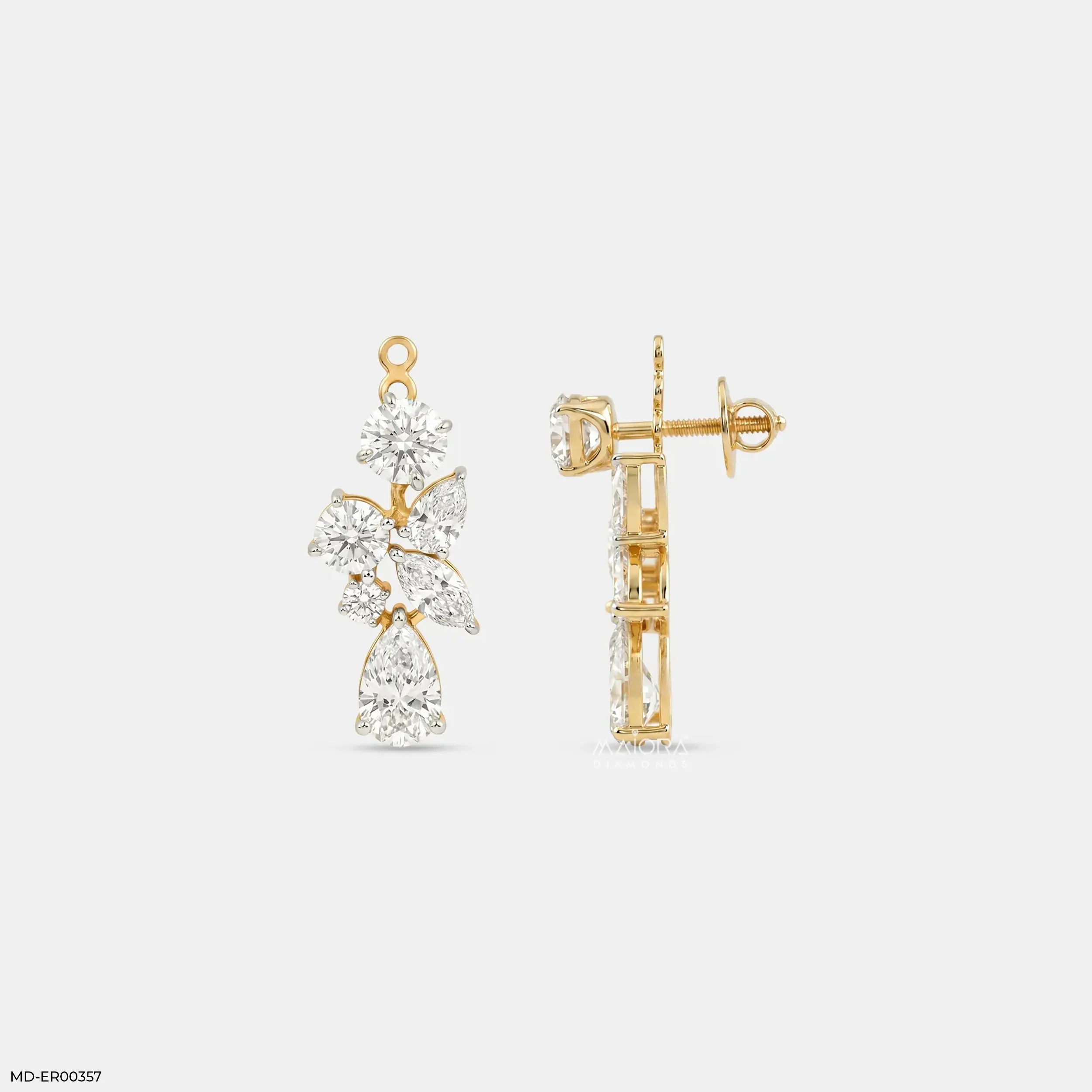 2.95 Multi Fancy Shape Detachable Diamond Earrings 14K Yellow Gold