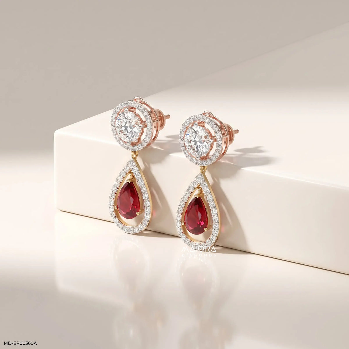Ruby Drop Diamond Earrings