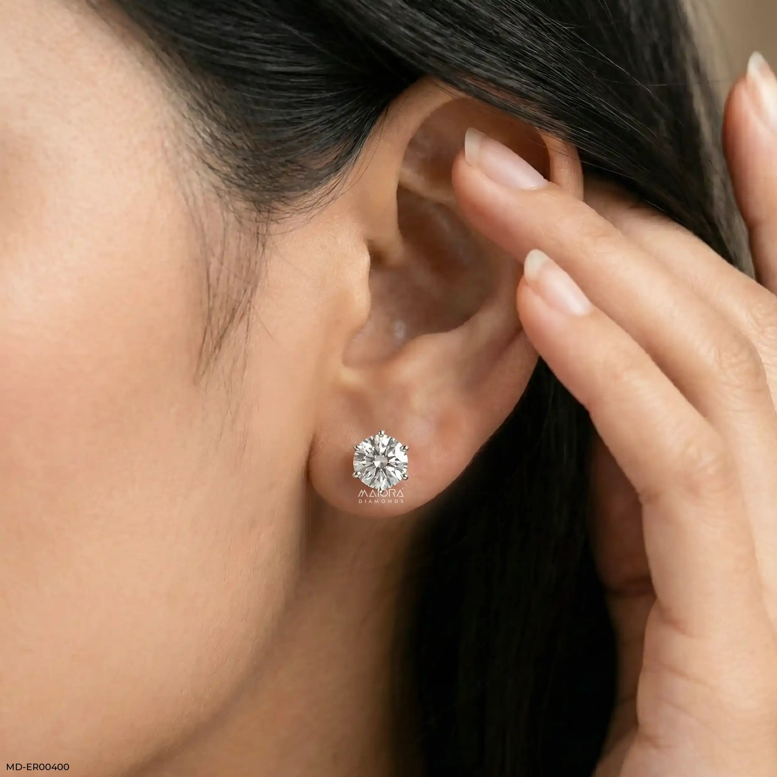 4.15 Carat Solitaire Diamond Stud Earrings 9K Yellow Gold