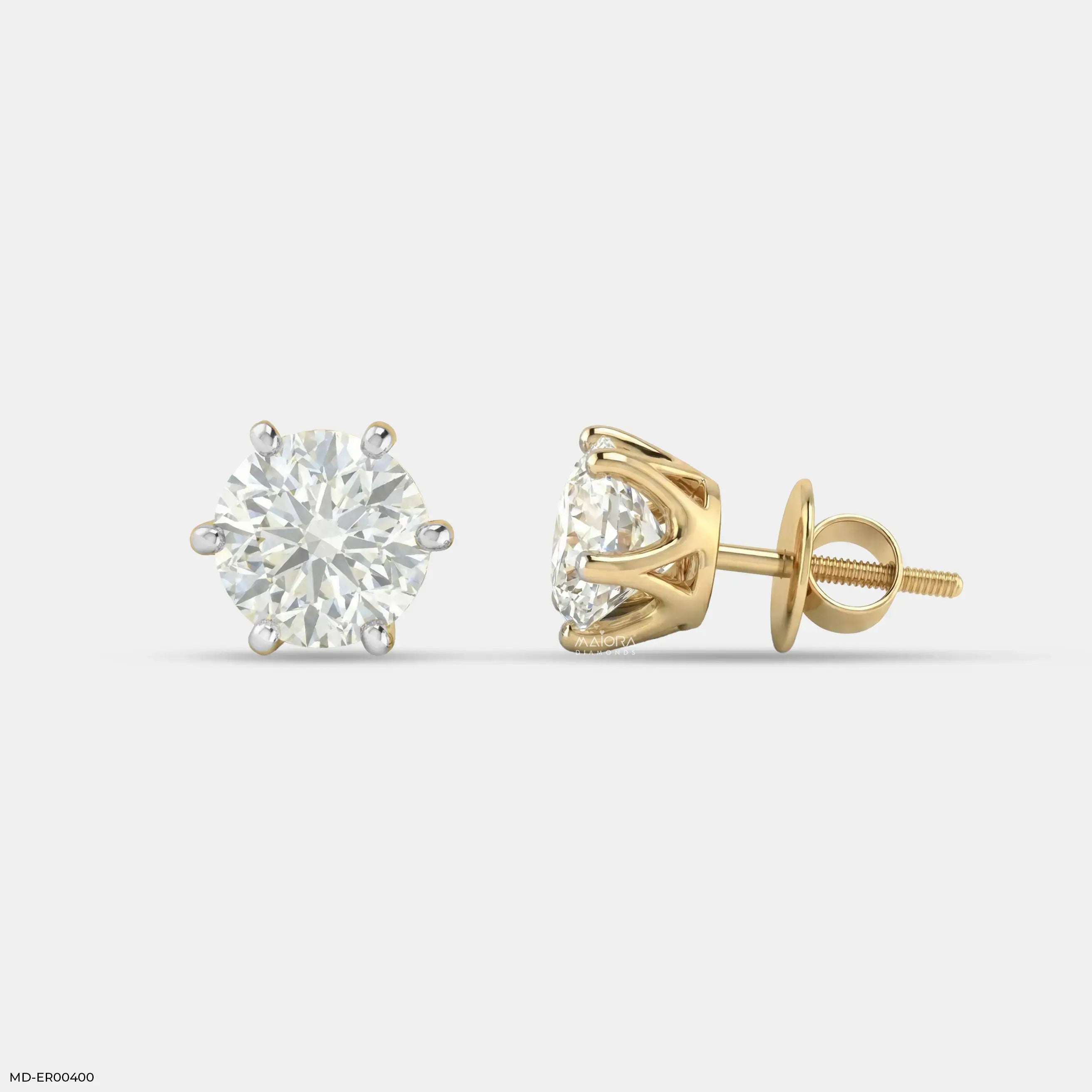 4.15 Carat Solitaire Diamond Stud Earrings 9K Yellow Gold