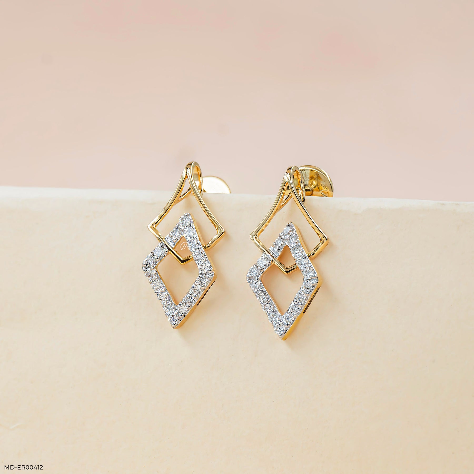 0.35 Carat Wing Lab Diamond  Stud 14K Yellow Gold