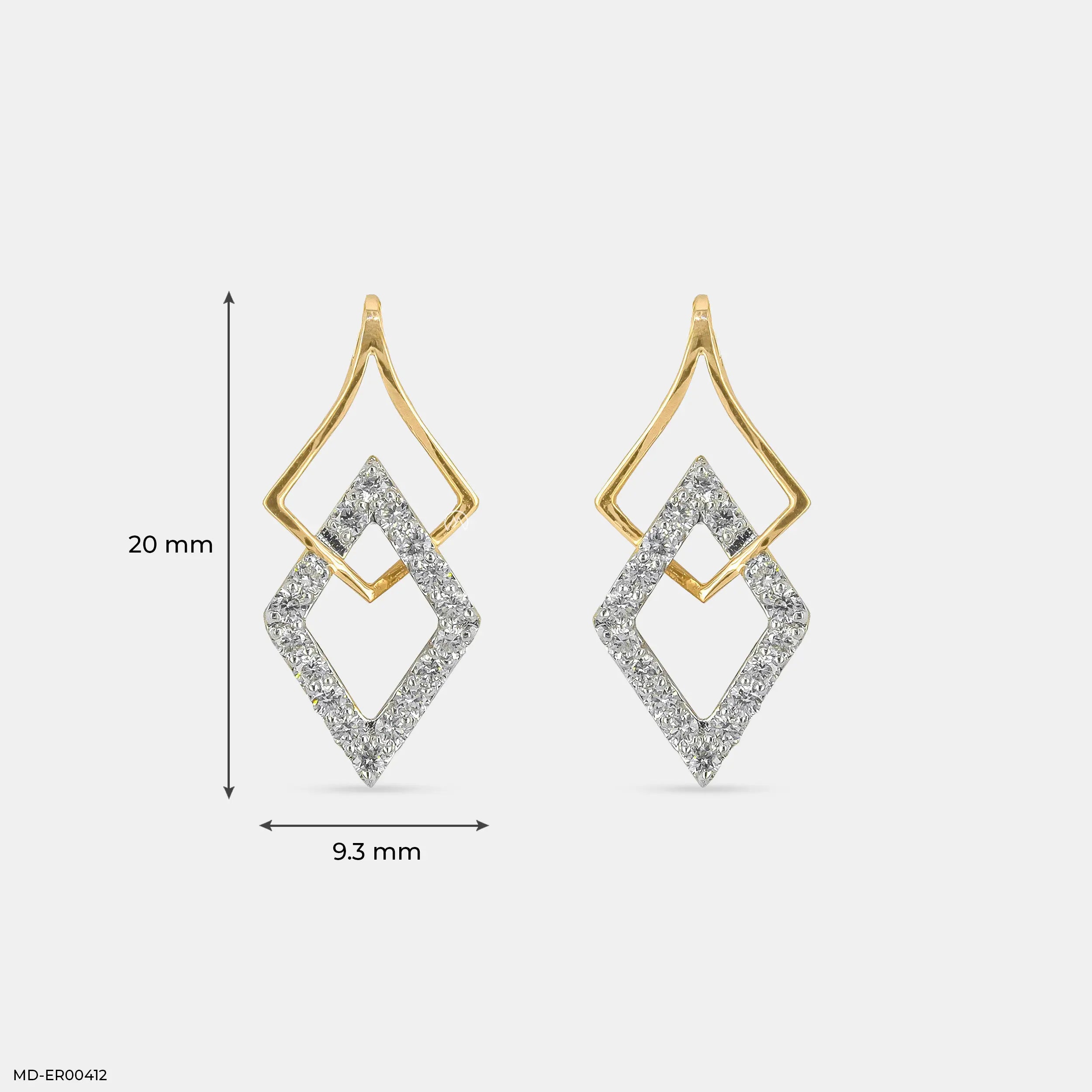0.35 Carat Wing Lab Diamond  Stud 14K Yellow Gold