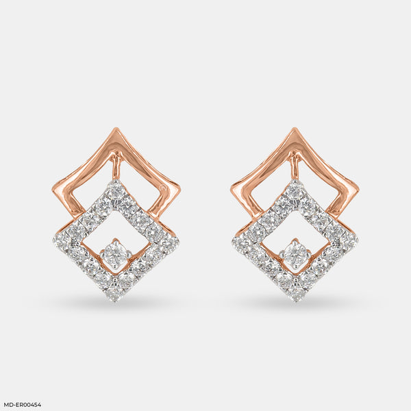 Classic Diamond Stud Earrings 14K Rose Gold