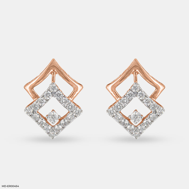 Classic Diamond Stud Earrings 14K Rose Gold