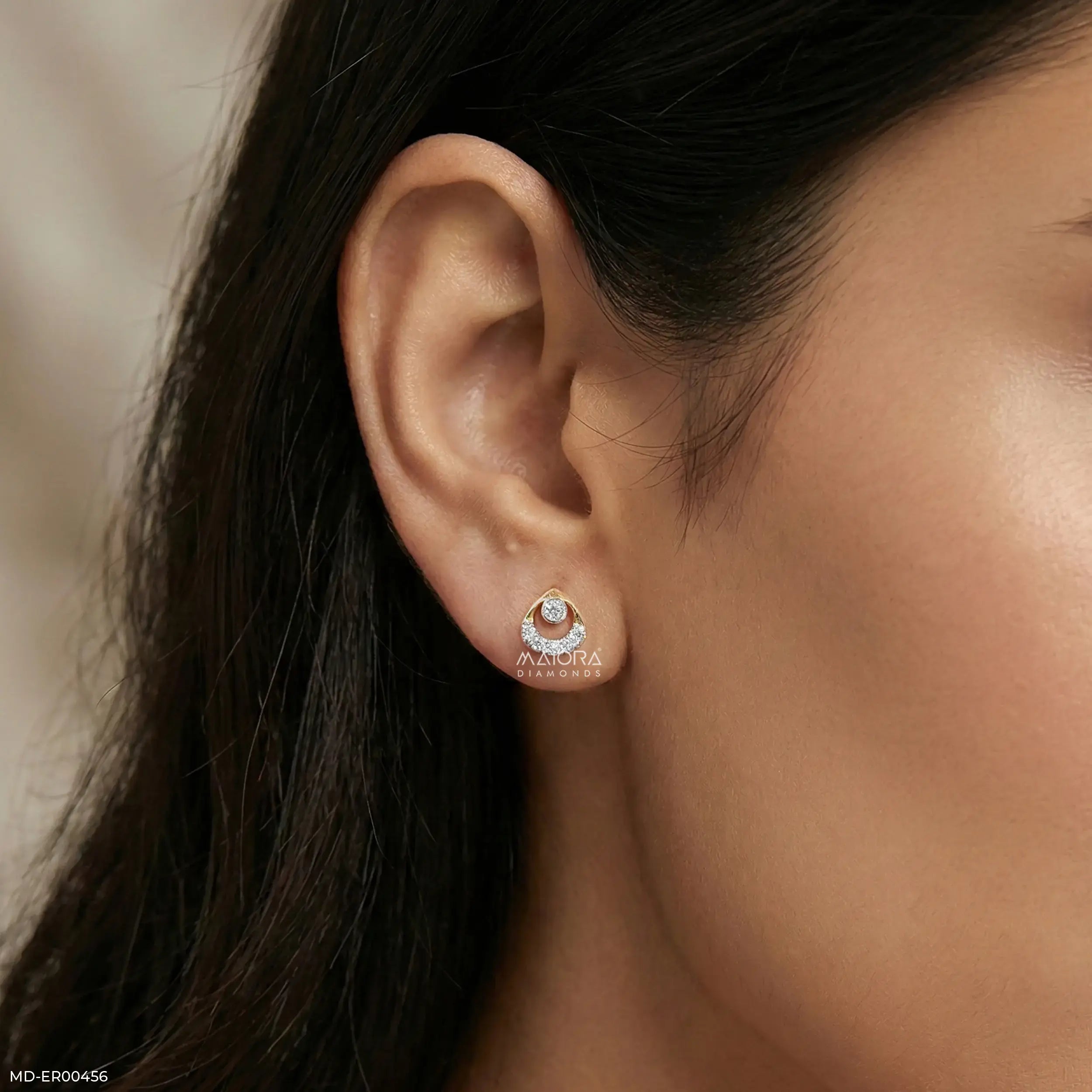 0.35 Carat Chic Lab Diamond Earrings 18K Yellow Gold