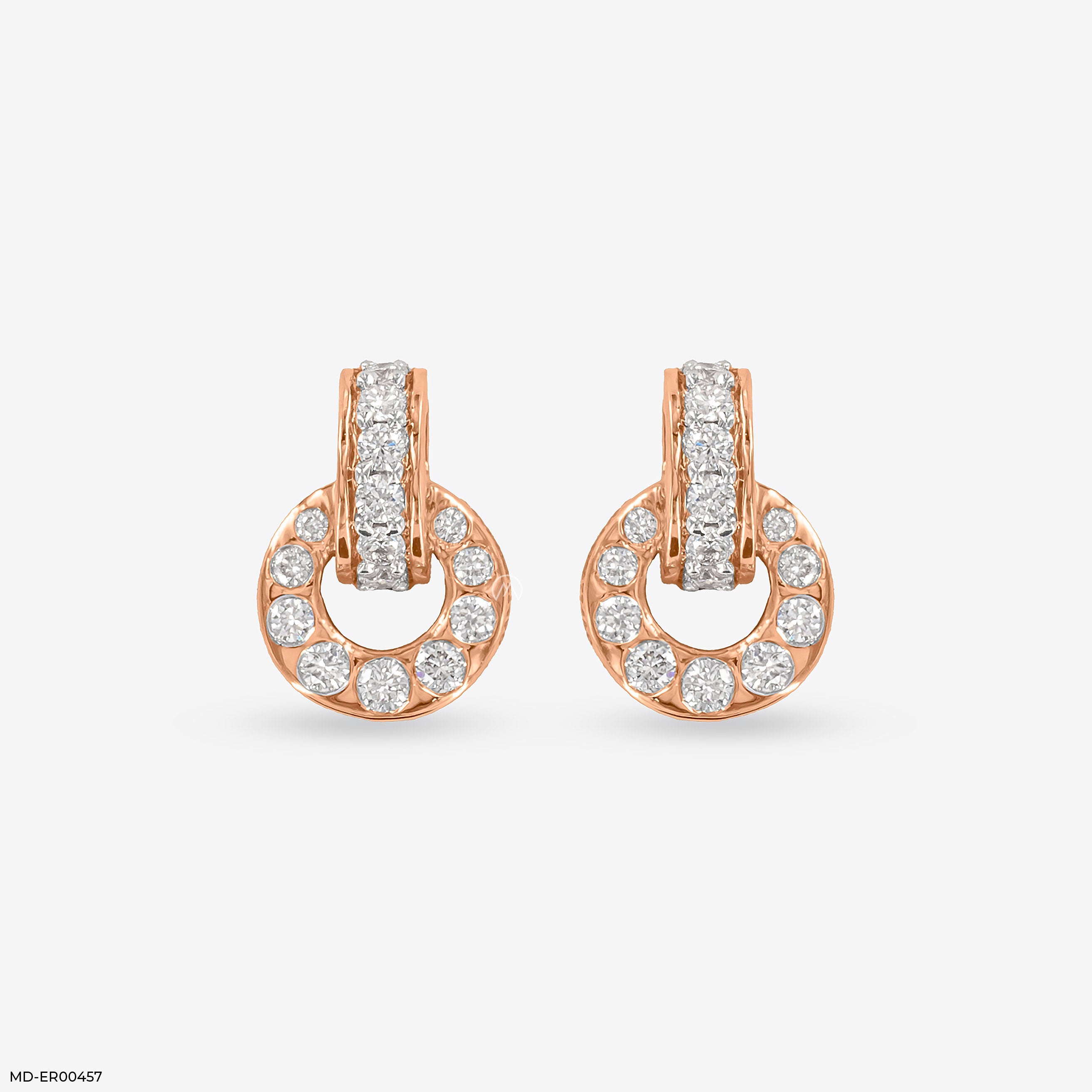 Stunning Circle Diamond Studs 9K Rose Gold