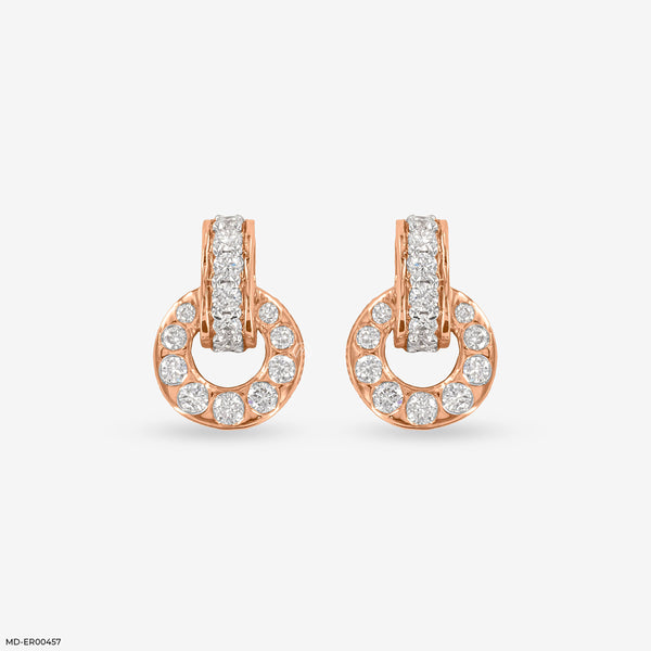 Stunning Circle Diamond Studs 14K Rose Gold