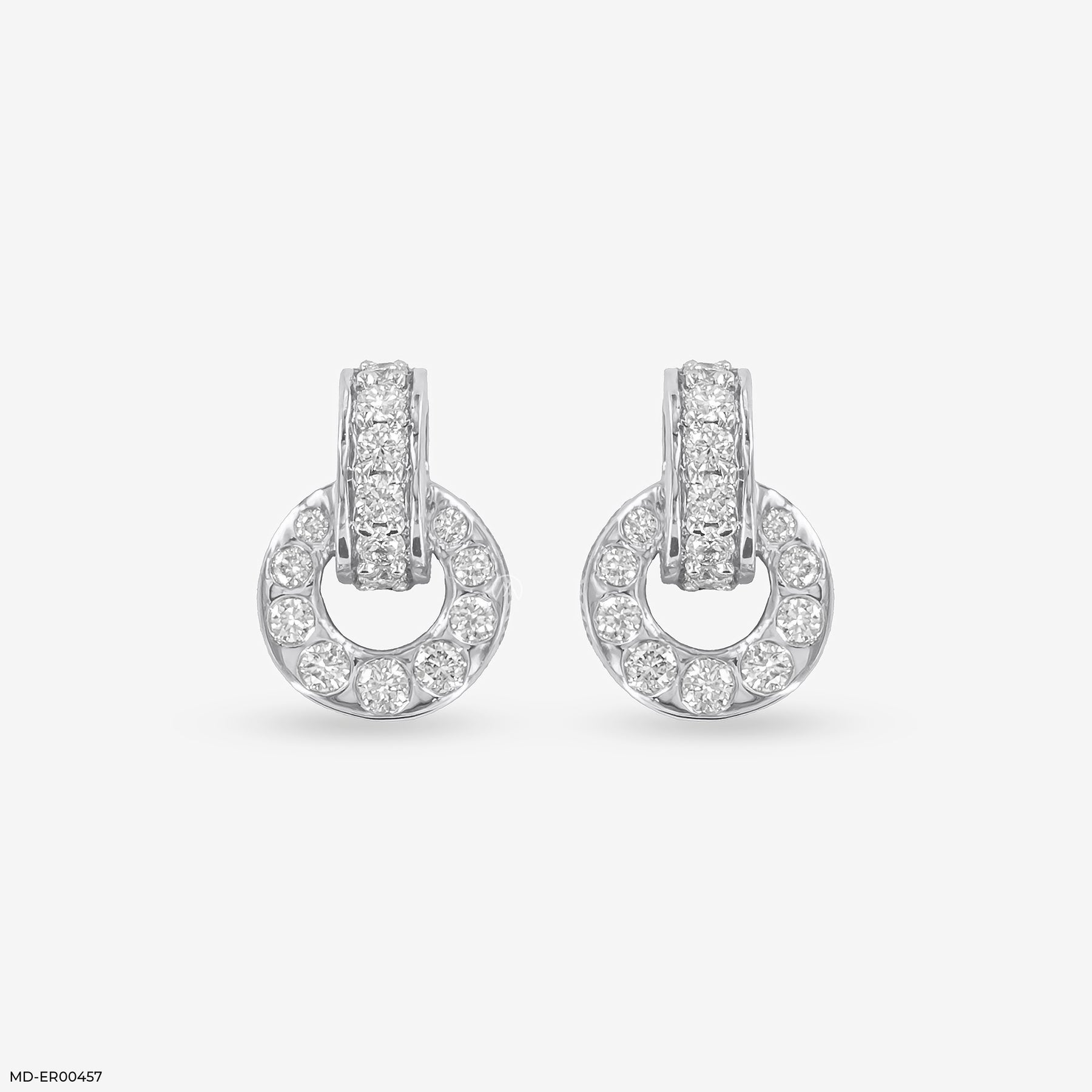 Stunning Circle Diamond Studs 14K White Gold