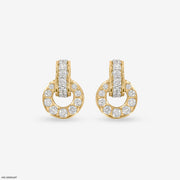 Stunning Circle Diamond Studs 14K Yellow Gold