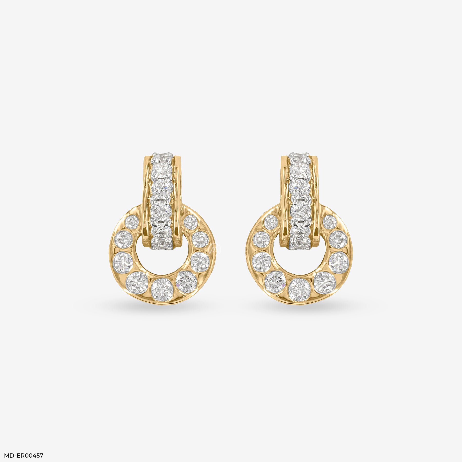 Stunning Circle Diamond Studs 14K White Gold