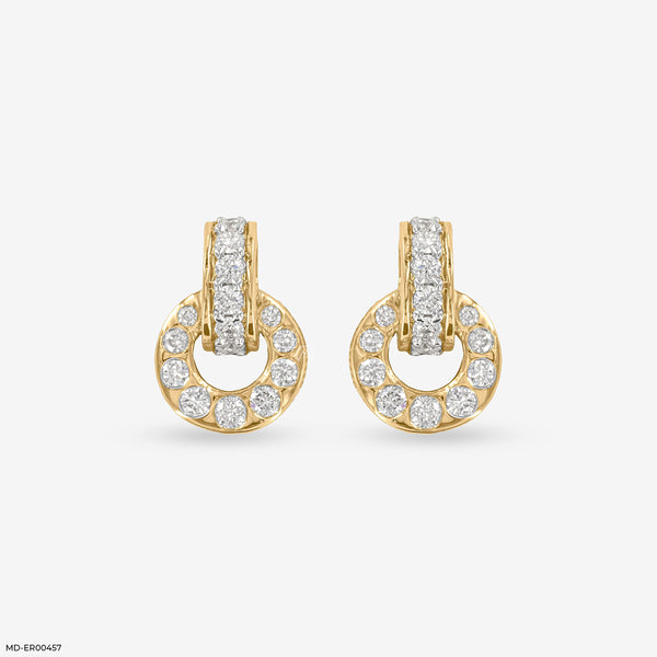 Stunning Circle Diamond Studs 18K Yellow Gold