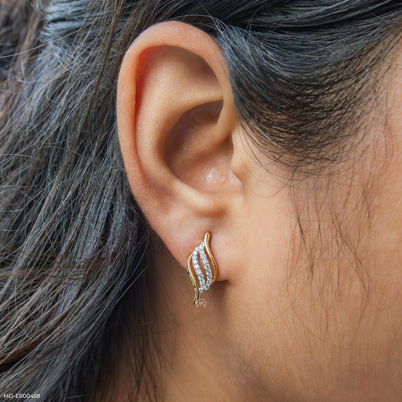 Golden Flame Lab Diamond Earrings 14K Yellow Gold