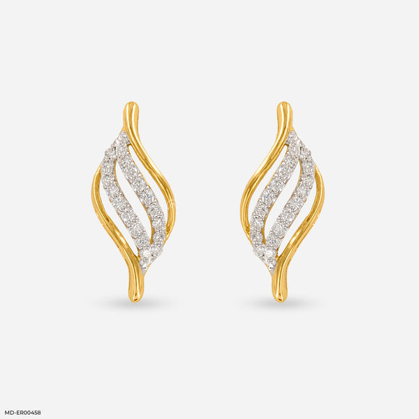 Golden Flame Lab Diamond Earrings 14K Yellow Gold