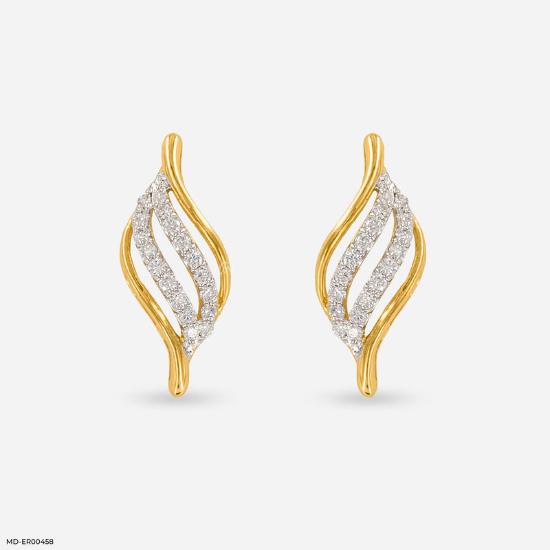 Golden Flame Lab Diamond Earrings 14K Yellow Gold
