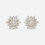 Flower Bud Diamond Studs Earrings 18K Yellow Gold