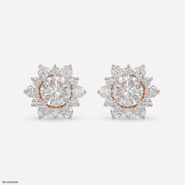 1 Carat Round Solitaire Flower Bud Stub 14K Rose Gold