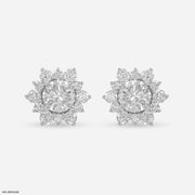 1 Carat Round Solitaire Flower Bud Stub Platinum 950