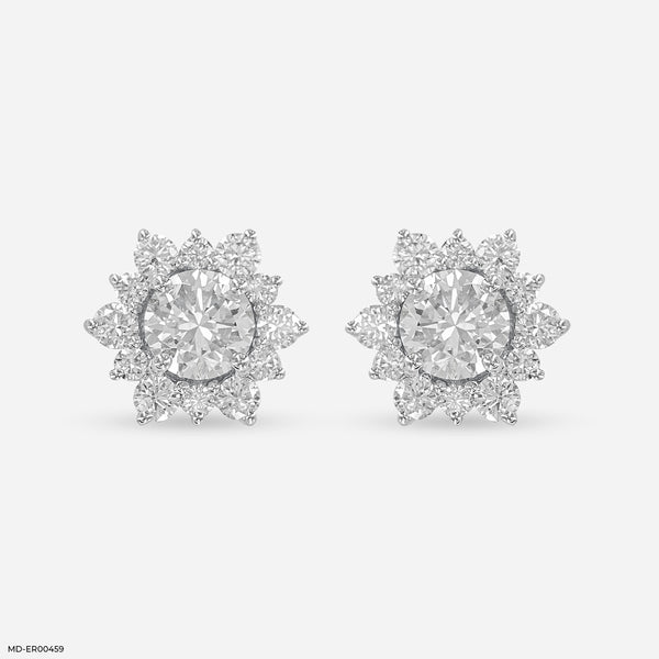 1 Carat Round Solitaire Flower Bud Stub 14K White Gold