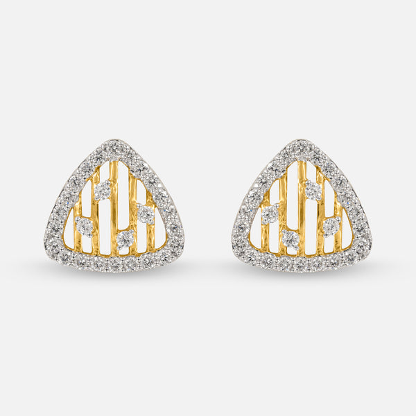 Triangle Diamond Earrings 14K Yellow Gold