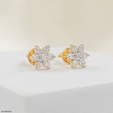 Dewdrop Blossom Lab Diamond Studs 14K Yellow Gold