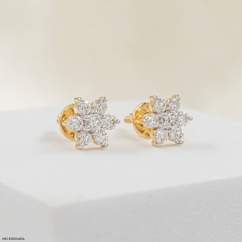 Dewdrop Blossom Lab Diamond Studs 14K Yellow Gold
