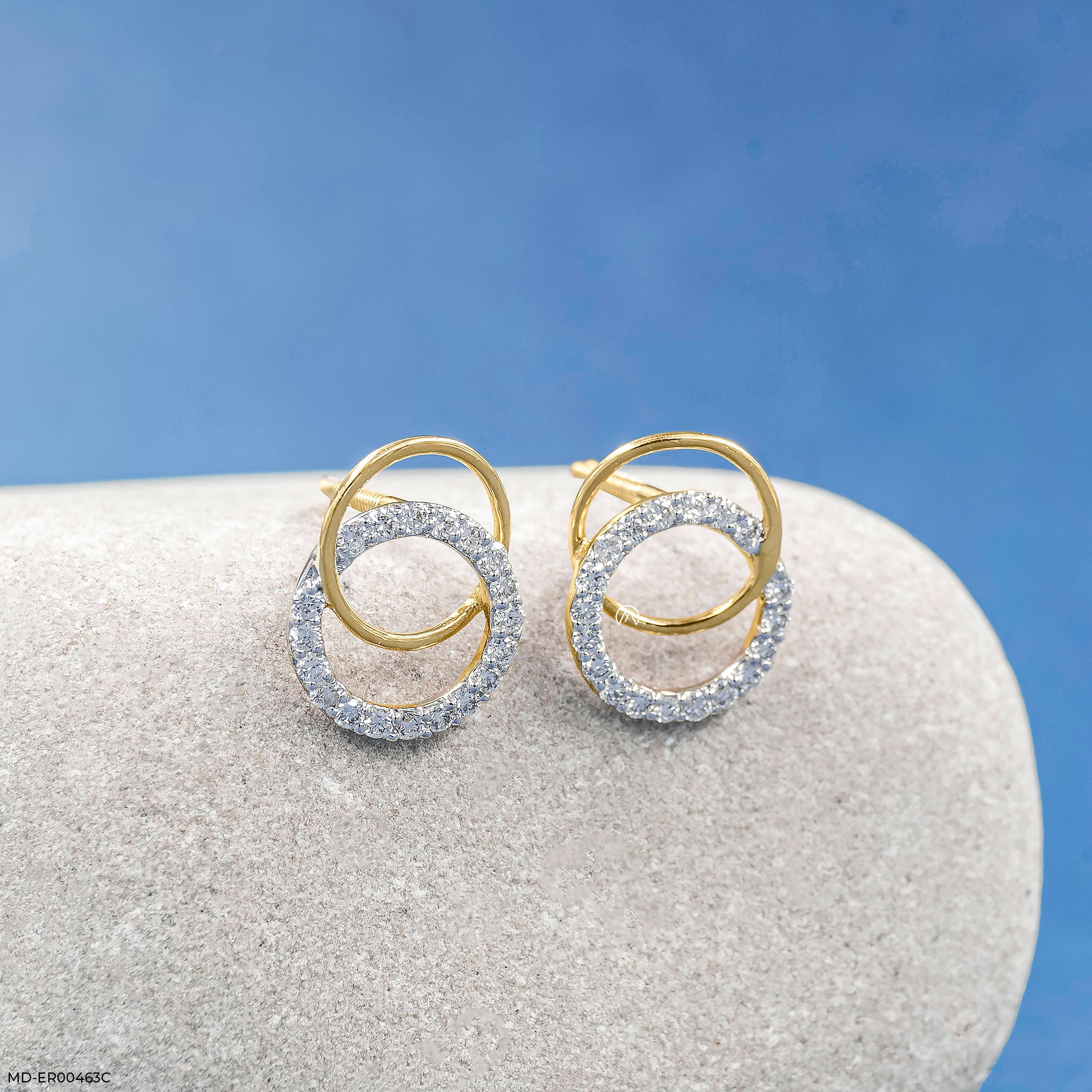 0.35 Carat Infinity Aura Studs Lab Diamond Earrings 14K Yellow Gold
