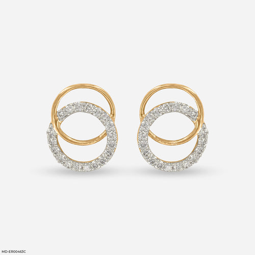 Infinity Aura Studs Diamond Earrings 9K Yellow Gold