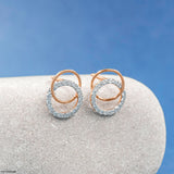 Circle Shaped Diamond Studs Earrings 14K Rose Gold