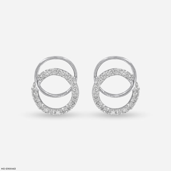 Circle Shaped Diamond Studs Earrings Platinum 950
