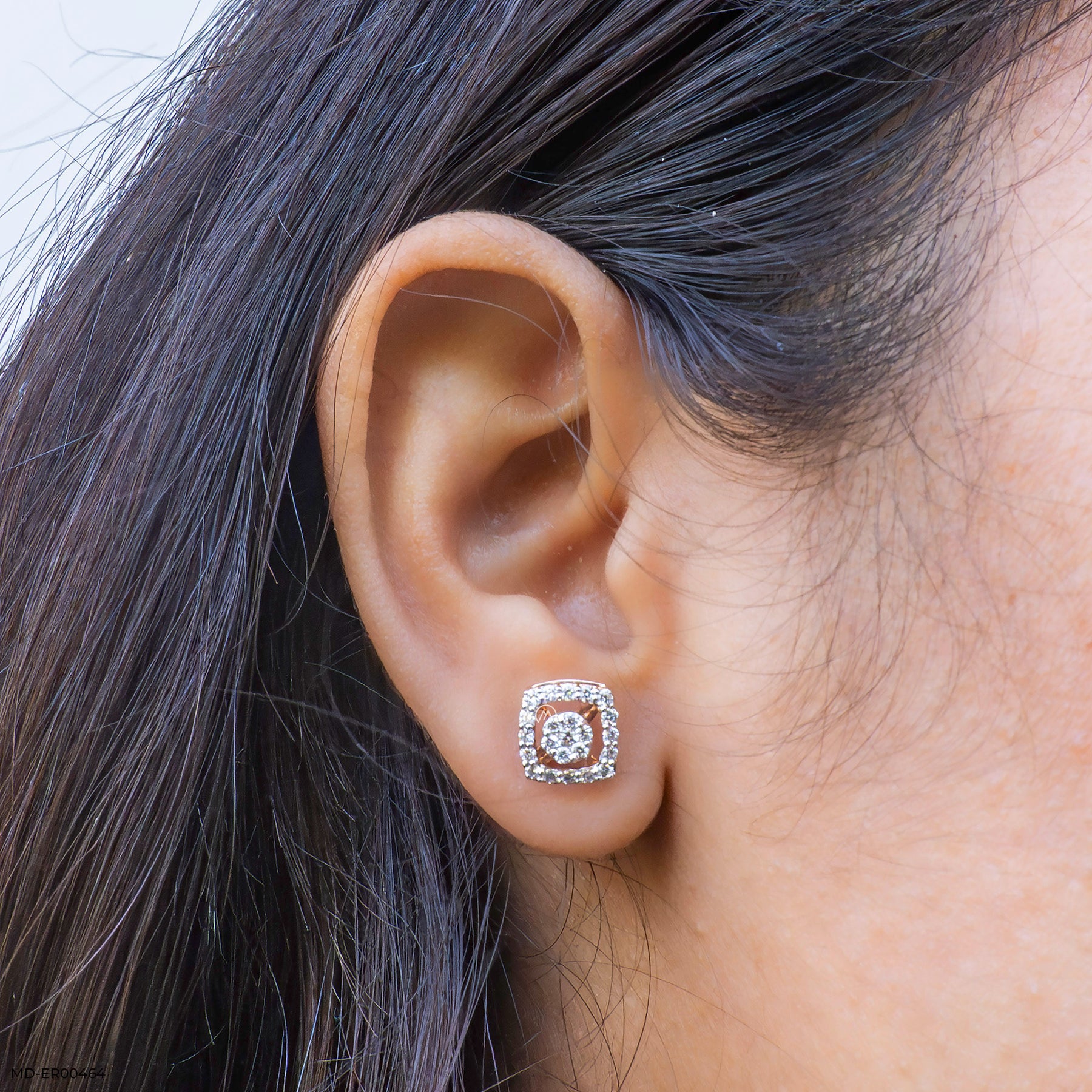 Twinkle Halo studs 14K Rose Gold