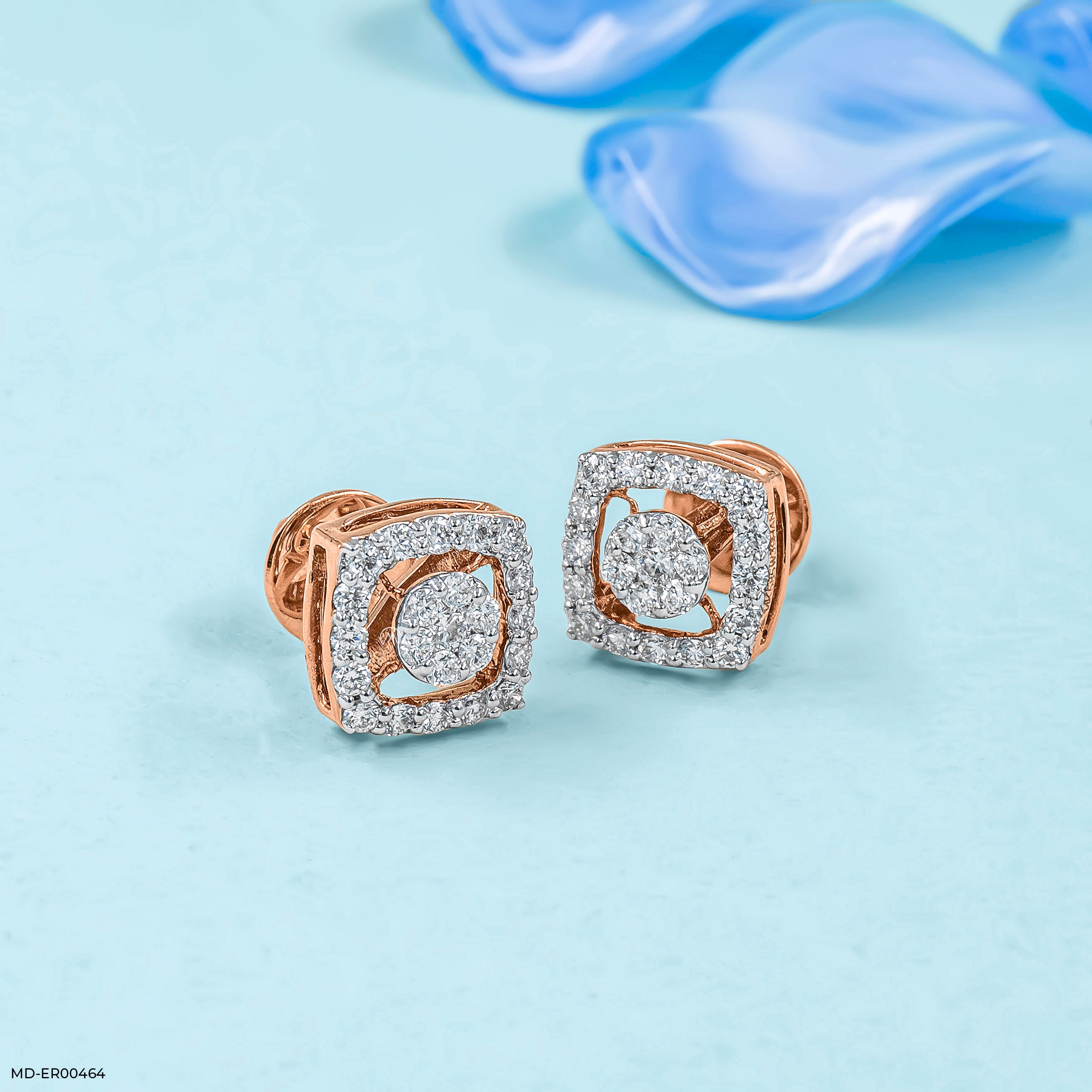 Twinkle Halo studs 14K White Gold