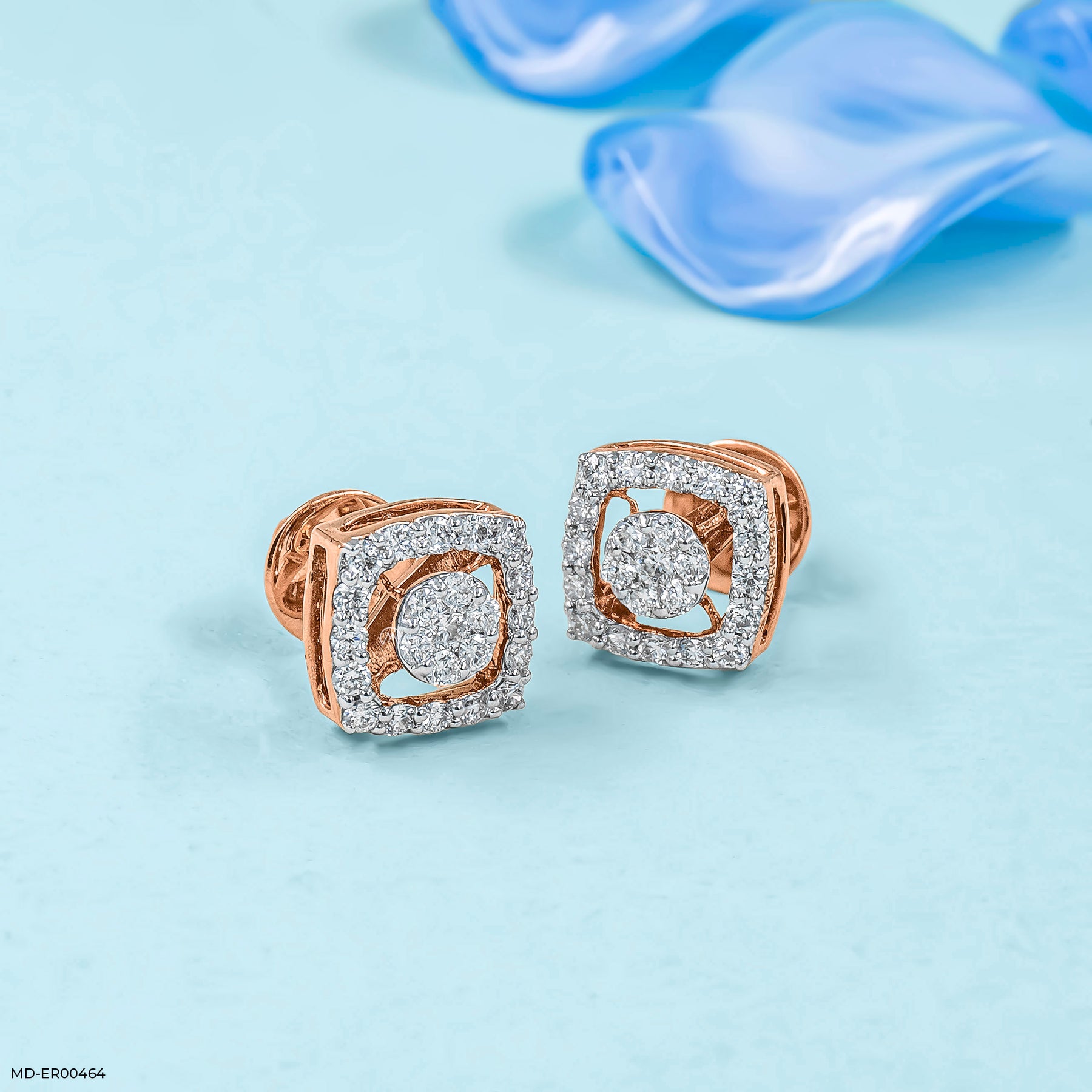 Twinkle Halo studs 14K Rose Gold