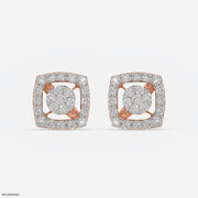 Twinkle Halo studs 18K Rose Gold