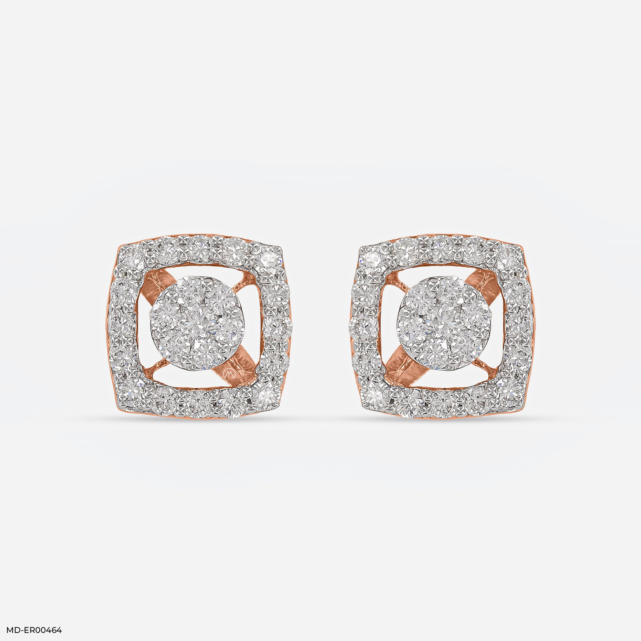 Twinkle Halo studs 9K Rose Gold