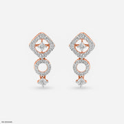 Quadro Studs Diamonds Earrings 9K Rose Gold