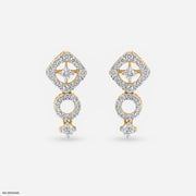 Quadro Studs Diamonds Earrings 9K Yellow Gold