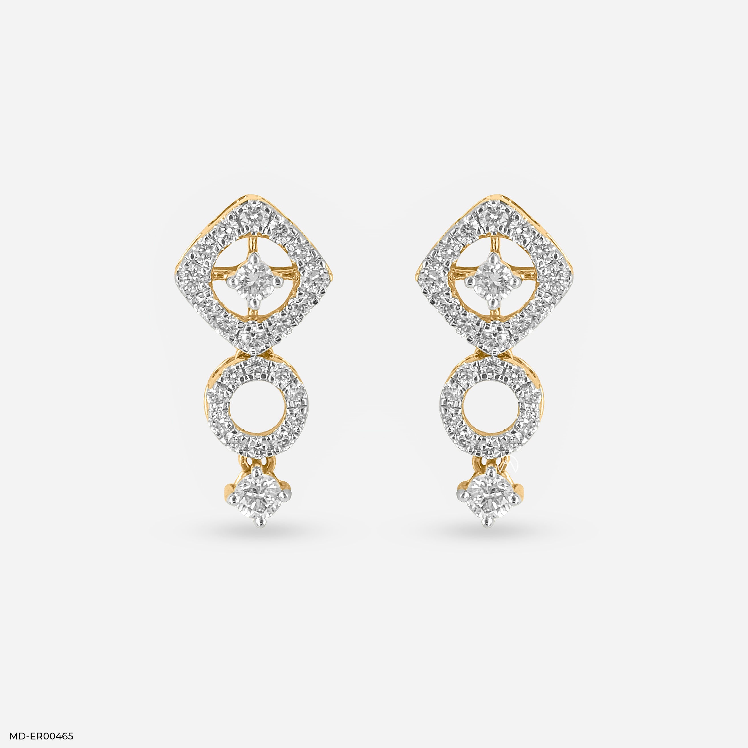 Quadro Studs Diamonds Earrings 14K Yellow Gold
