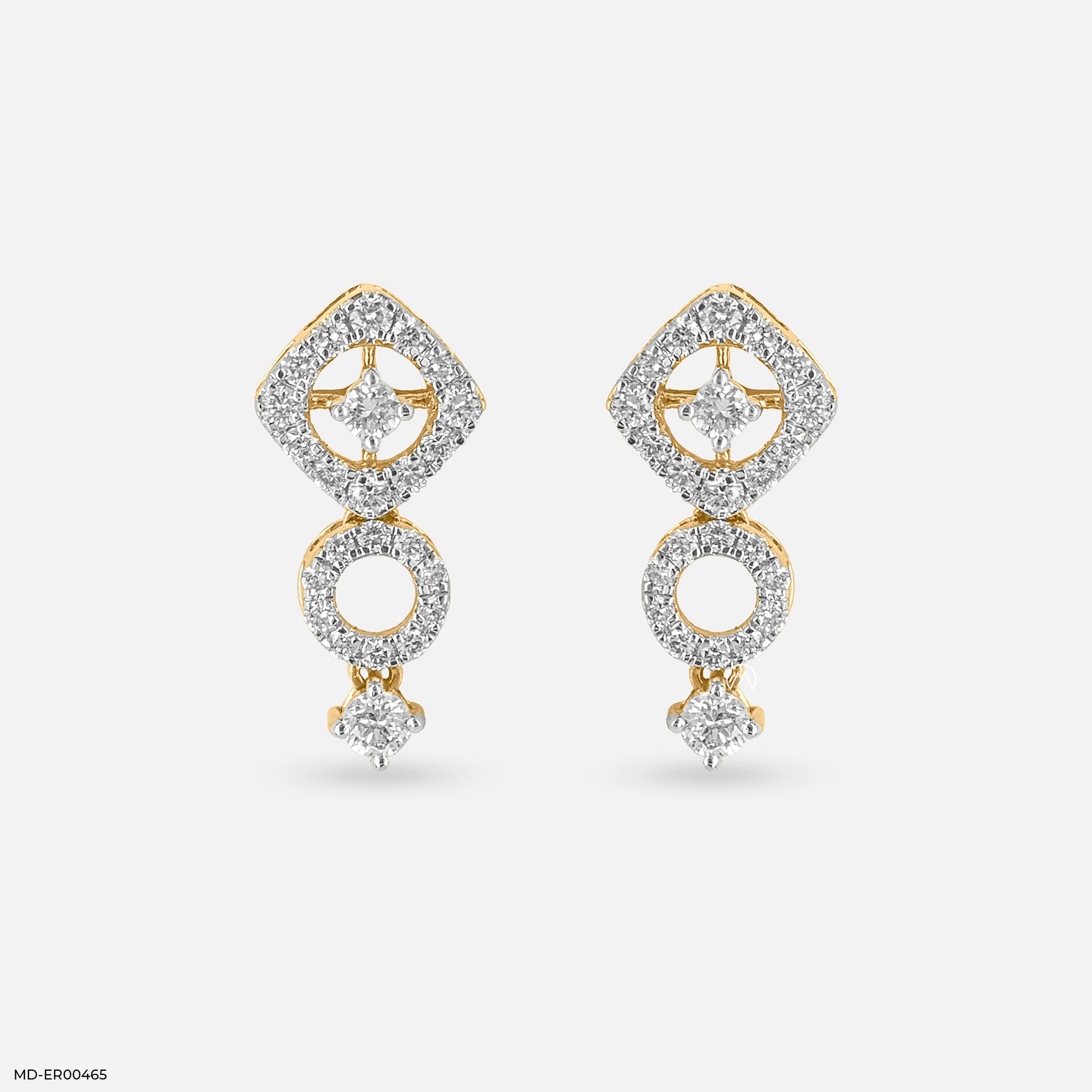 Quadro Studs Diamonds Earrings 14K White Gold