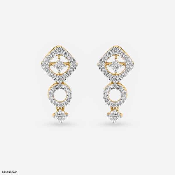Quadro Studs Diamonds Earrings 18K Yellow Gold