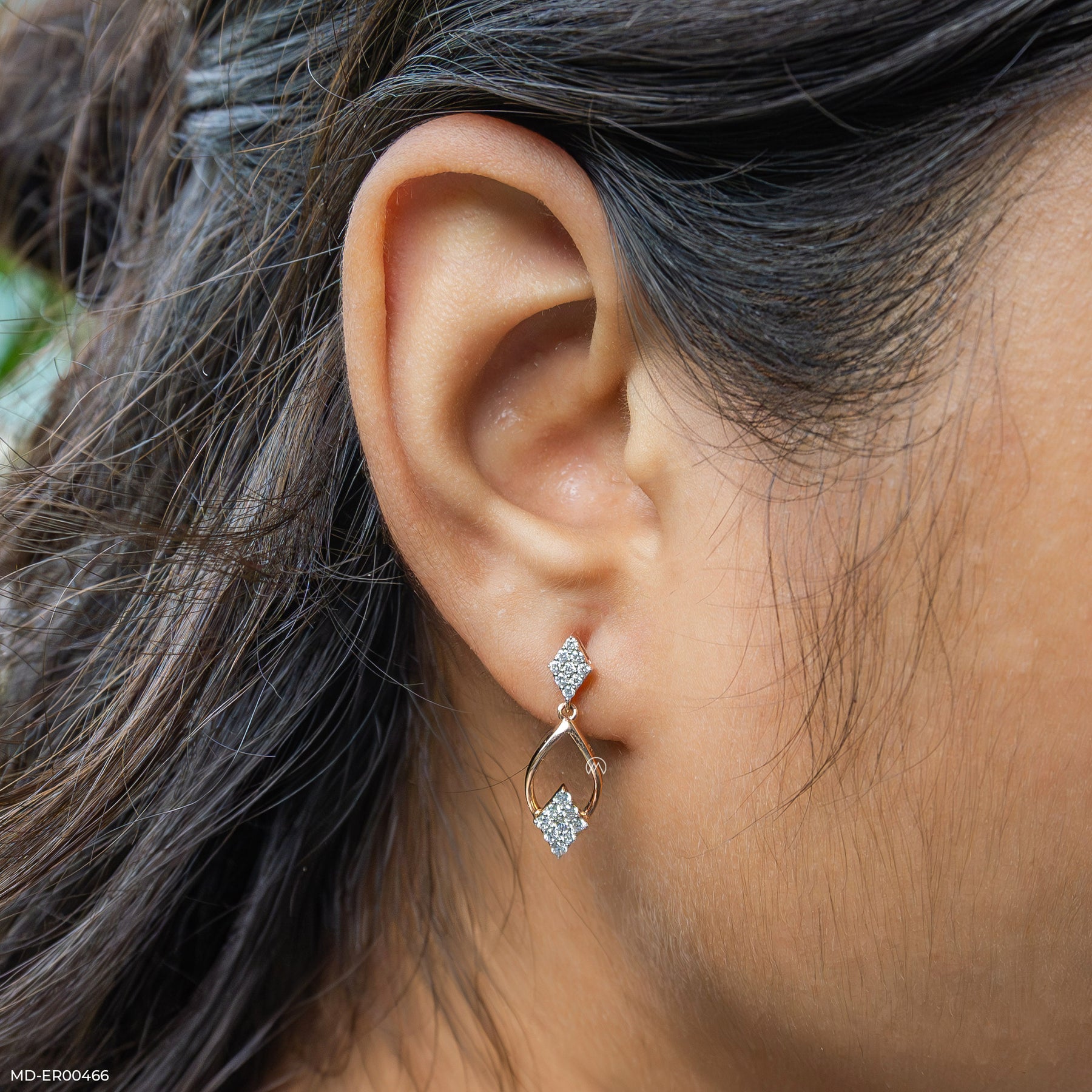 0.5 Carat Diamond Drop Lab Diamond Earrings 14K Rose Gold