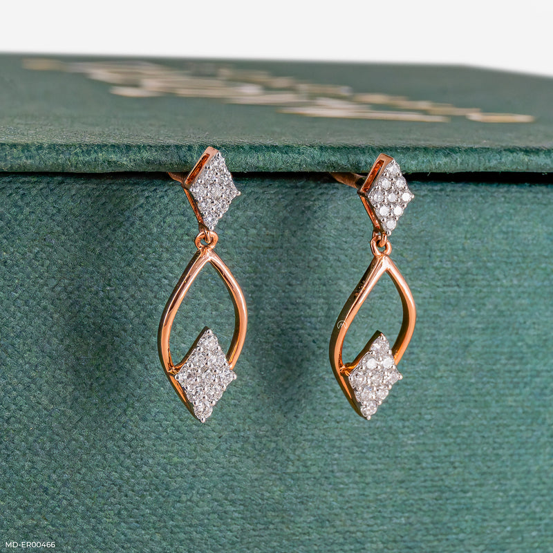 Diamond Drop Diamond Earrings 14K Rose Gold