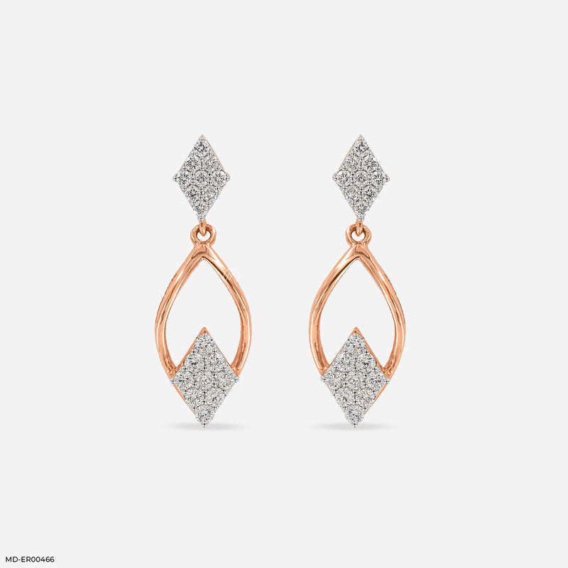 Diamond Drop Diamond Earrings 14K Rose Gold